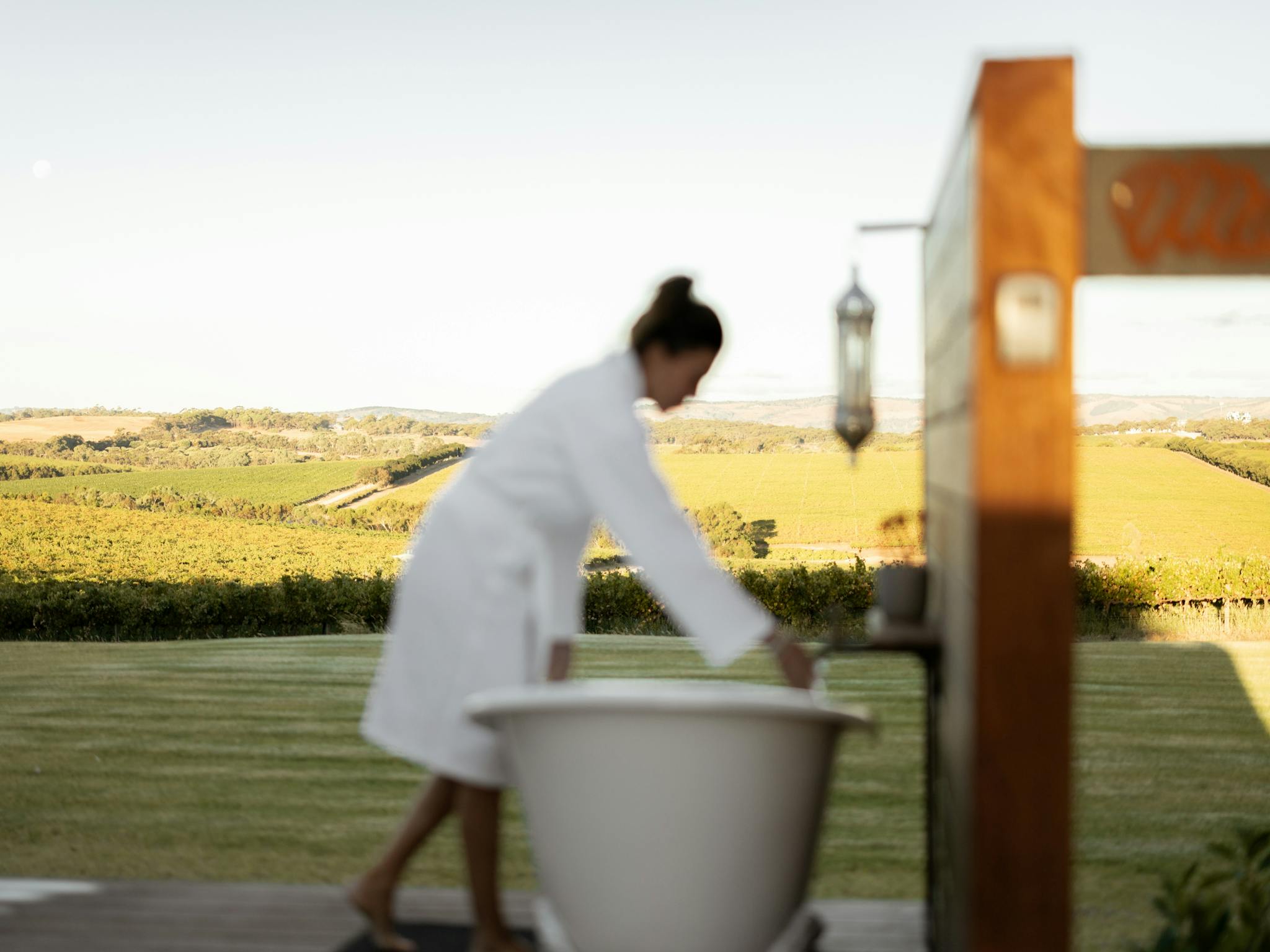 Running a bath on the dome deck