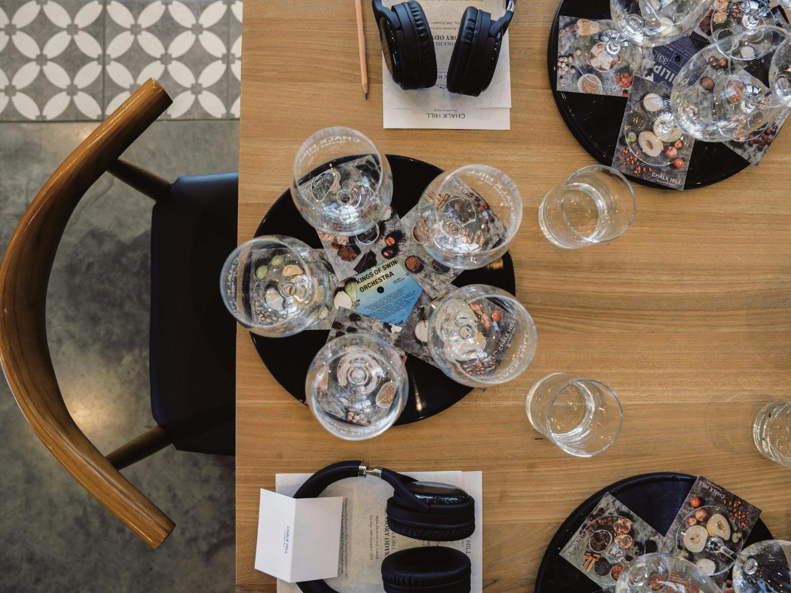The table setup for Chalk Hill Sensory Odyssey Tasting Experience