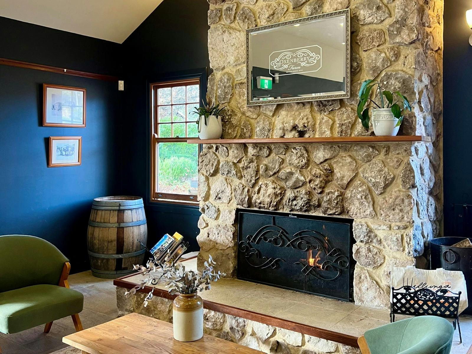 The fireplace at Oxenberry Farm