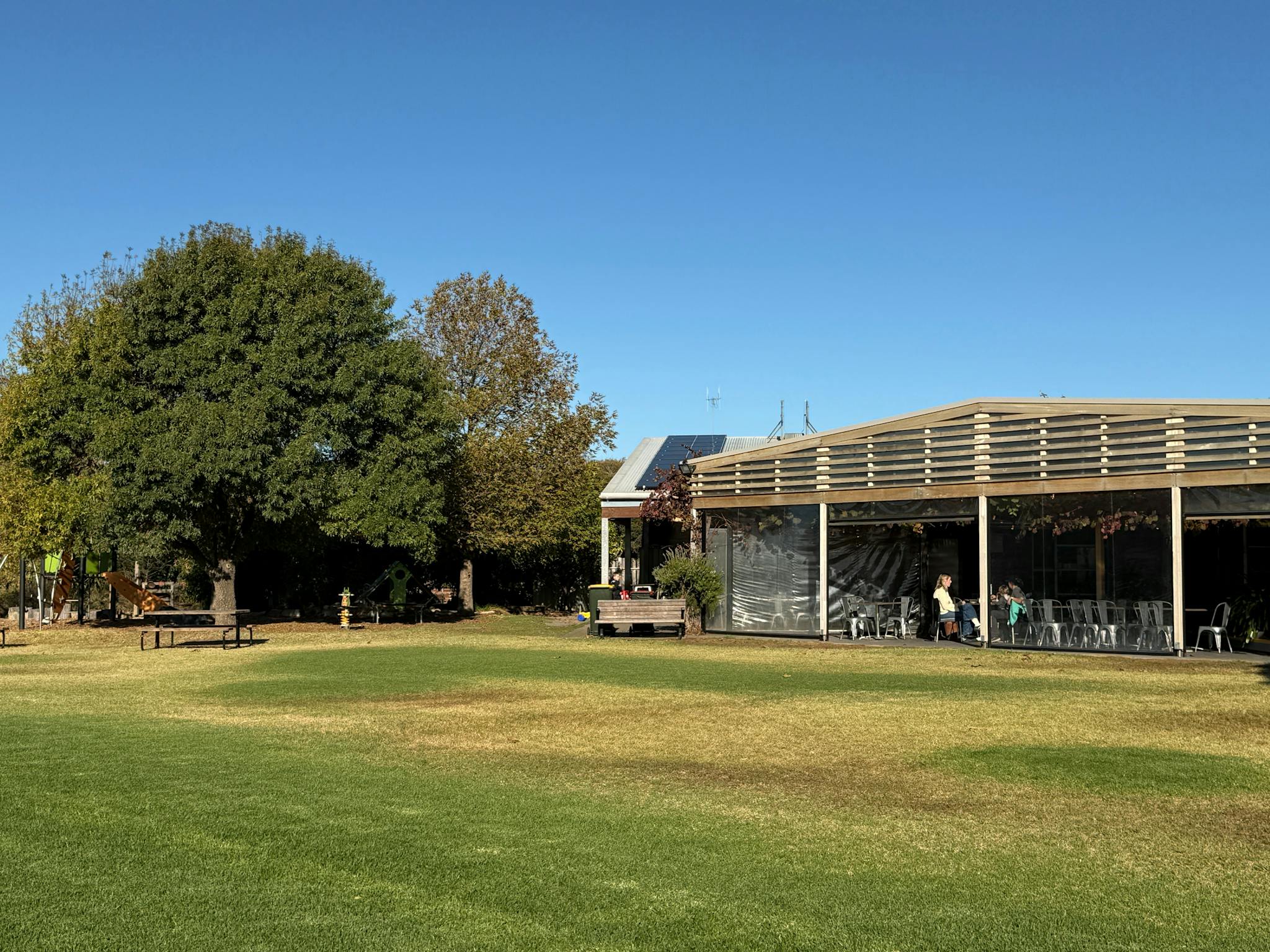 Looking across lawns to McLaren Vale Visitor Centre