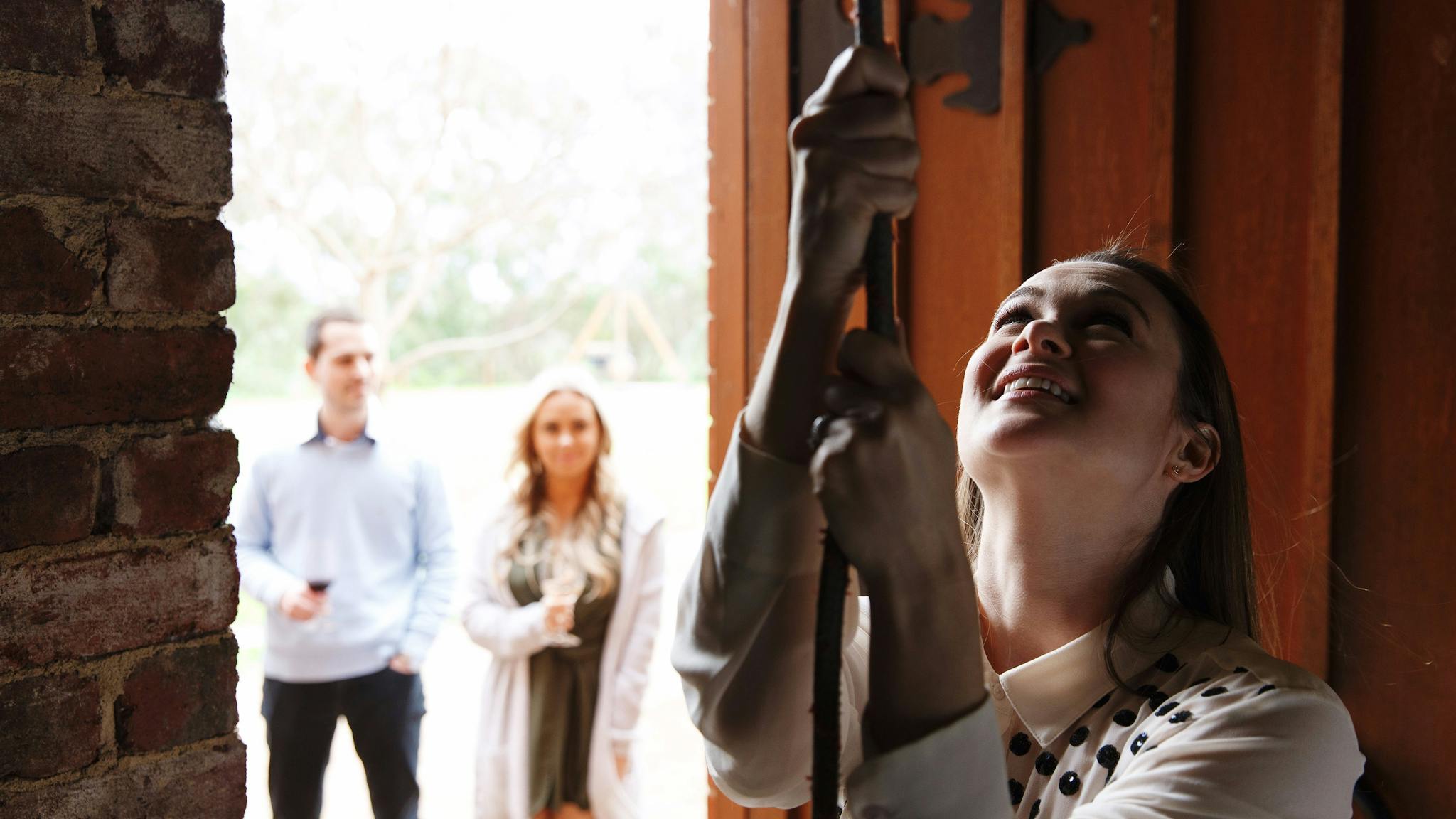 A guest  rings our iconic ¾ tonne Angelus Bell