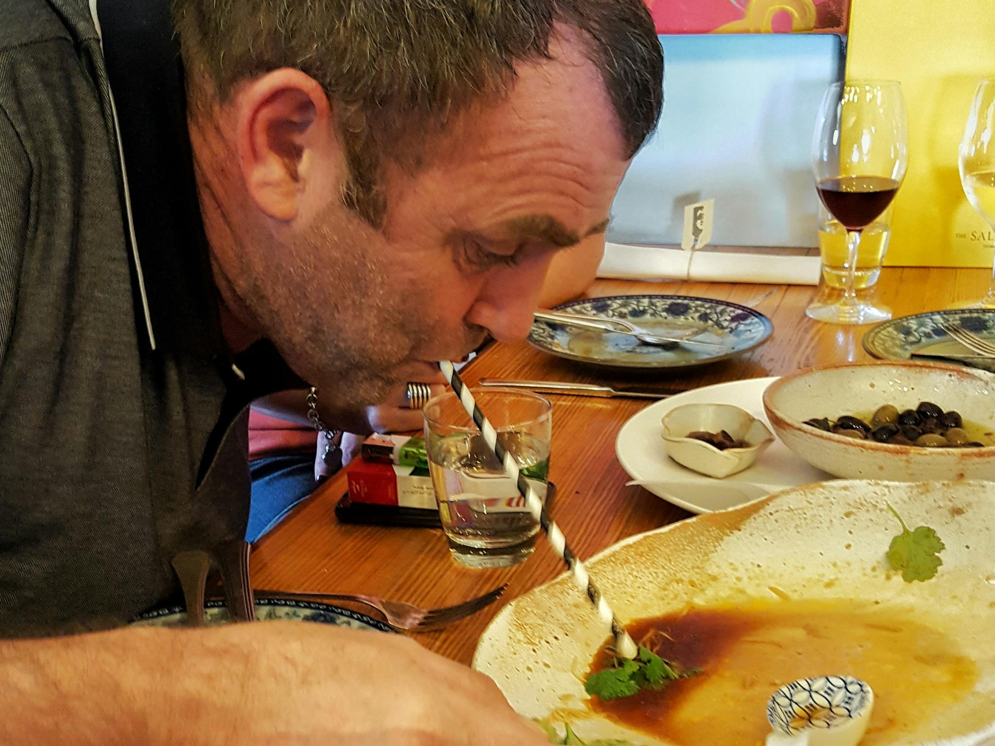 Tony slurping up the sauce