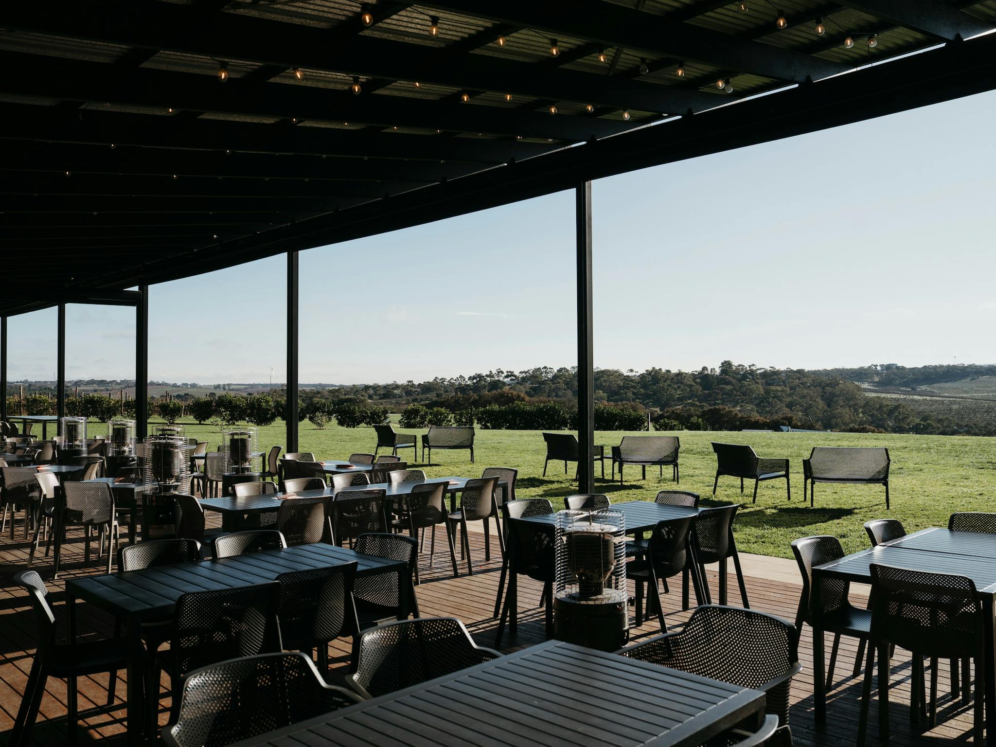 distillery deck with view of rolling mclaren vale hills