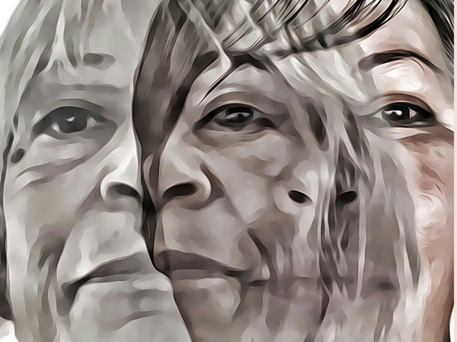 Faces blending over one another
