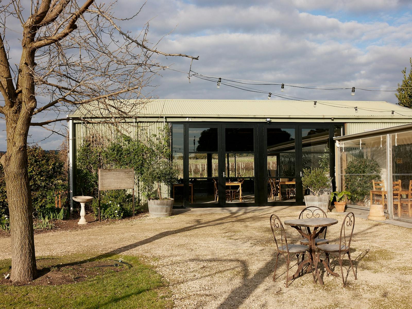 Image of view of Italian Style Shed taken from within garden