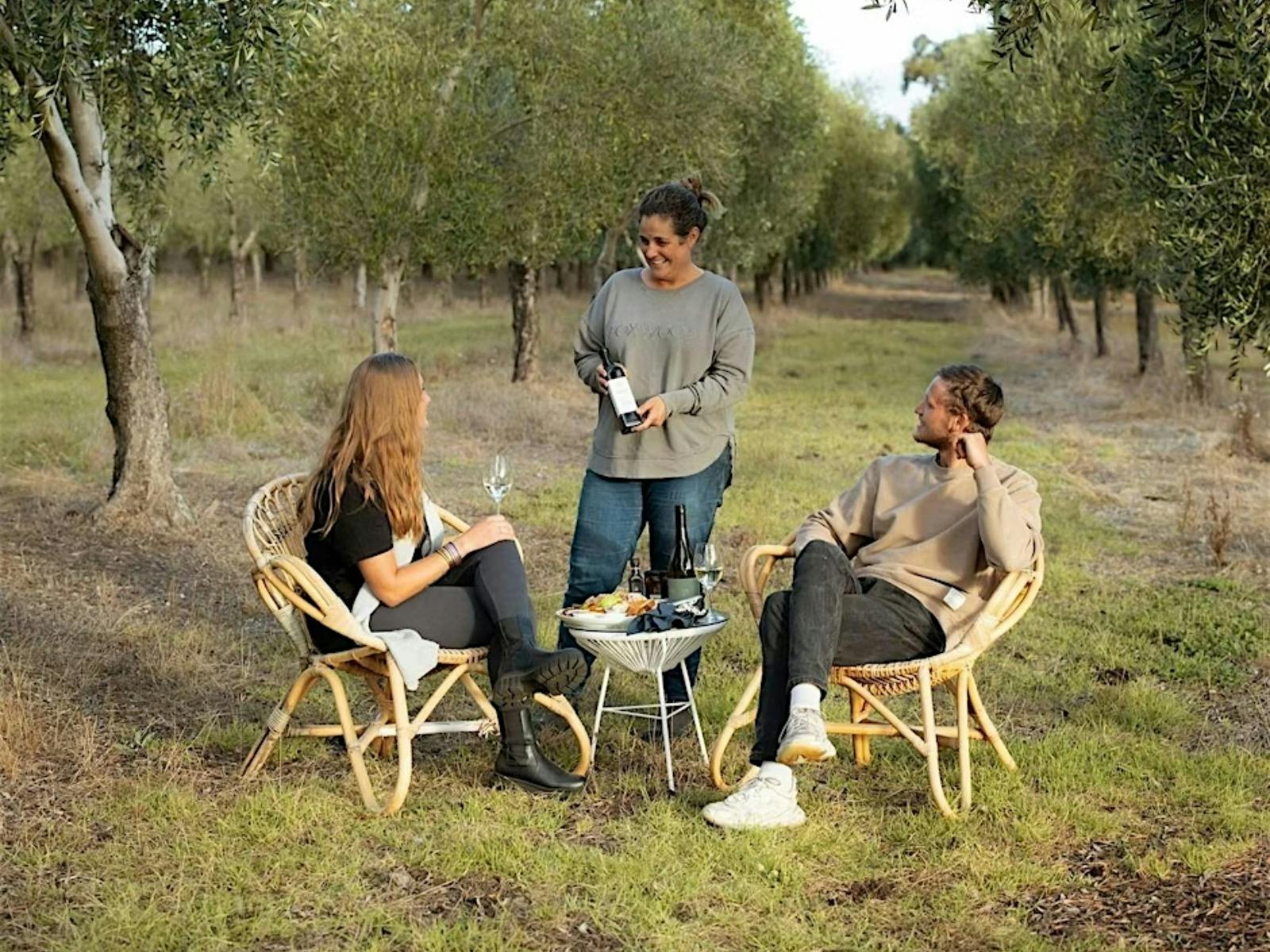 sitting in olive grove