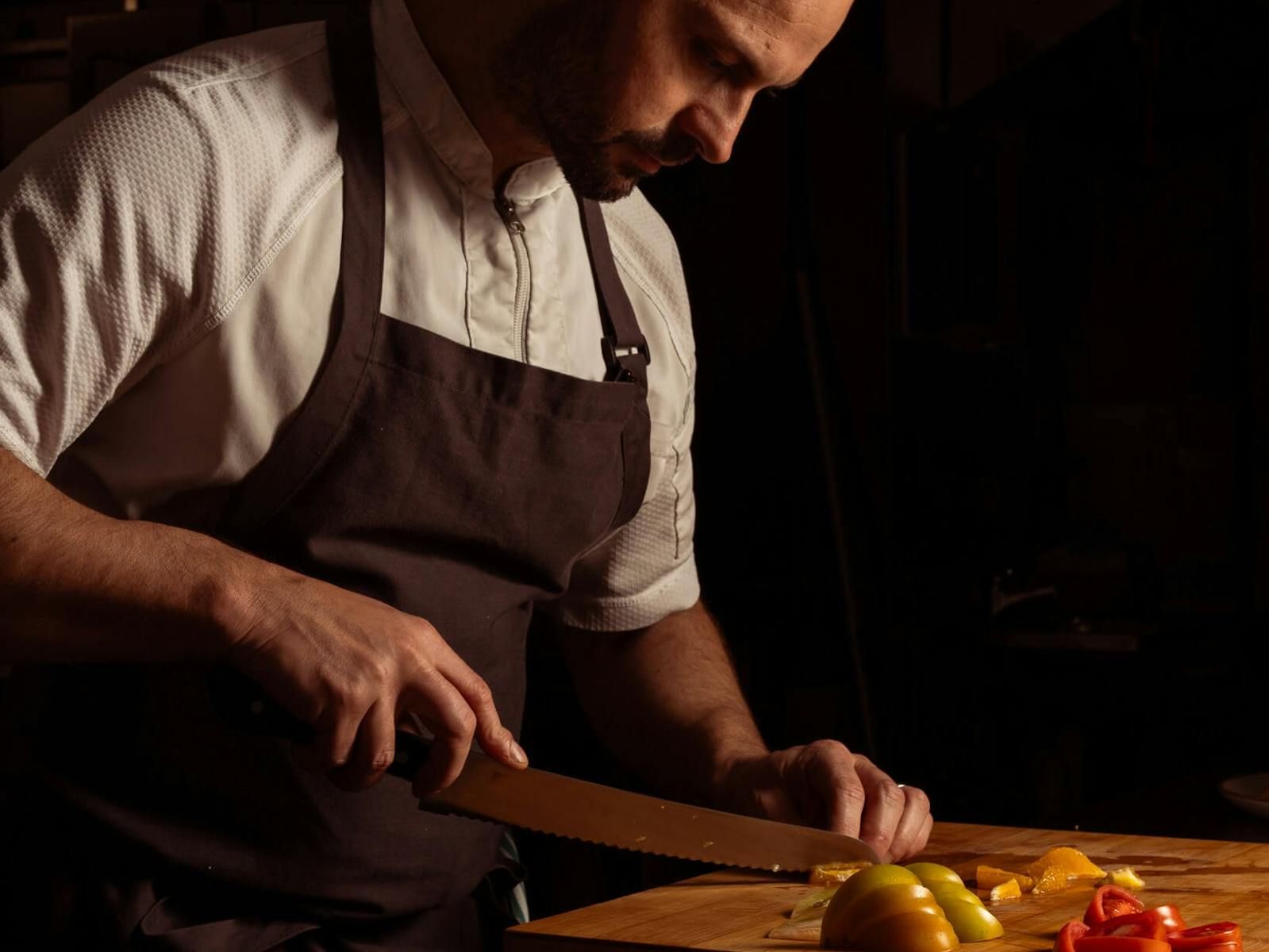 Michelin Train Chef Luca Guiotto prepares an extensive gastronomic feast