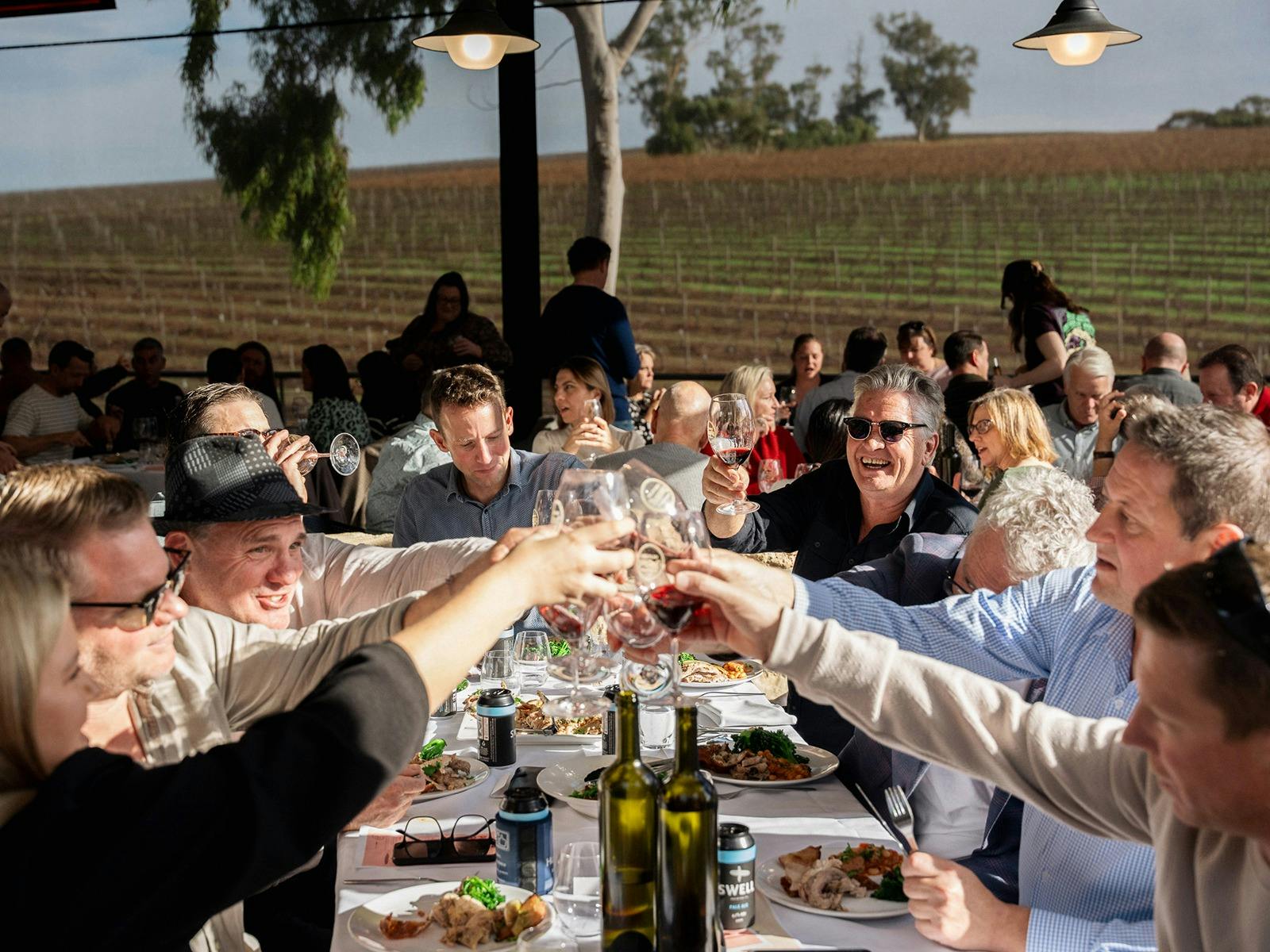 A group enjoying the Porchetta Party