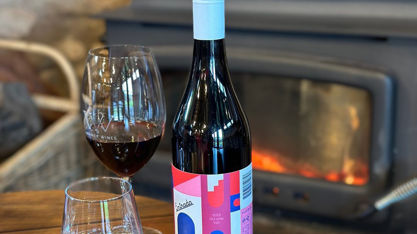 Varney Wines McLaren Vale Wines against open fireplace